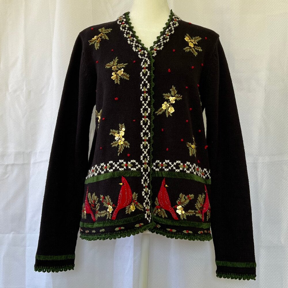 Reference Point Women's  Vintage Holiday Cardinal Sweater